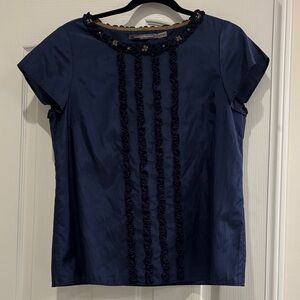 Boden Limited Edition Silk Blend Navy Top